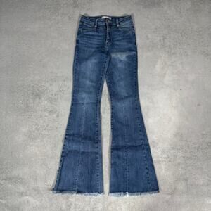 Kancan Flare Leg Jeans Medium Wash Frayed Hem - Size: 5 26